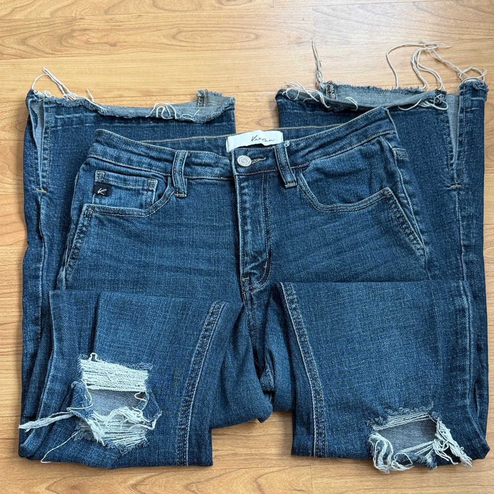 KanCan Dark Blue Distressed Flare Jeans